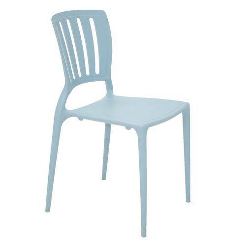 Cadeira Plastica Monobloco Sofia Azul Encosto Vazado Vertical