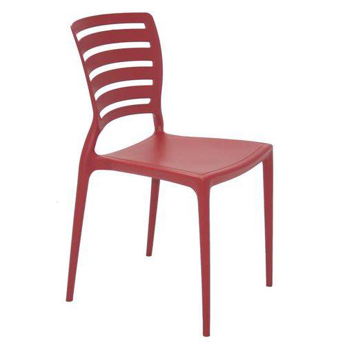 Cadeira Plastica Monobloco Sofia Vermelha Encosto Vazado Horizontal