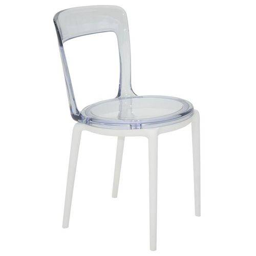 Cadeira Plastica Montavel Luna C Base Branca e Assento Transparente