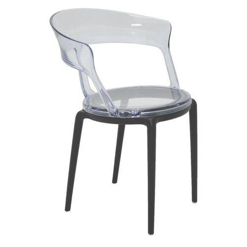 Cadeira Plastica Montavel Luna P Base Preta e Assento Transparente