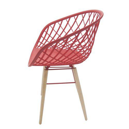 Cadeira Plástica Sidera Vermelha com Base de Aco Vermelha e Pes de Madeira Tramontina 92089/040