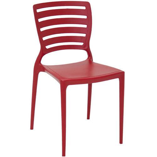 Cadeira Plastica Tramontina Monobloco Sofia Vermelha Encosto Vazado Horizontal 92237040
