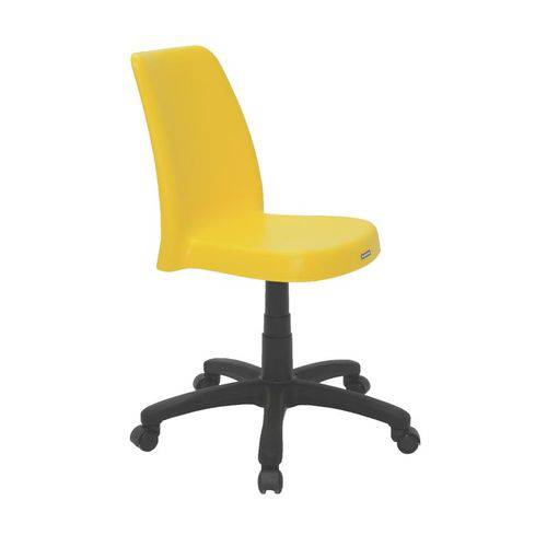 Cadeira Plastica Vanda Amarela com Rodizio em Nylon