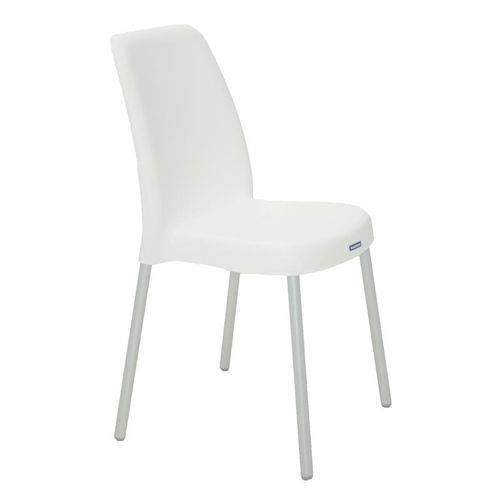 Cadeira Plastica Vanda Branca com Pernas de Aluminio Anodizadas