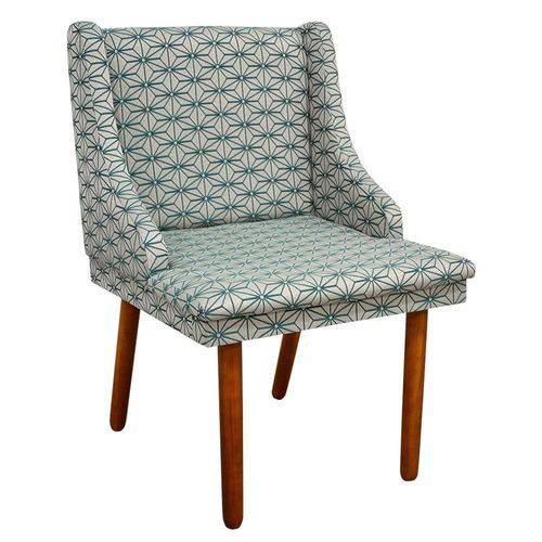 Cadeira Poltrona Decorativa Liz Estampado Geométrico Estrela Azul A29 - D'Rossi