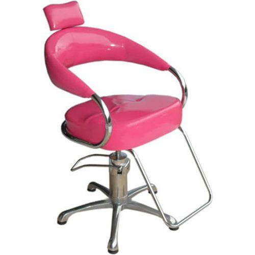 Cadeira Poltrona Hidráulica Futurama Rosa Glitter Base Alumínio Escovado