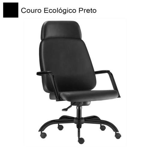 Cadeira Presidente em Couro Ecológico Maxxer Base Preta - Frisokar 070182