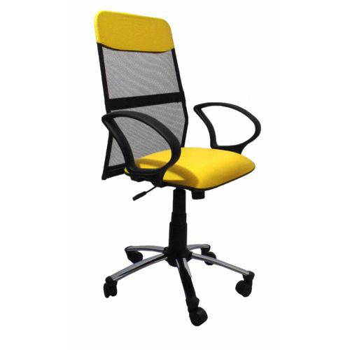 Cadeira Presidente Soft Tela Cromada Amarelo