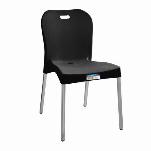 Cadeira Preta com Pé Aluminio Sem Braço Ref 371 Paramount Plasticos