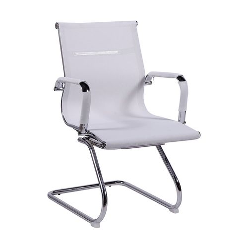 Cadeira Recepção Esteirinha Fixa Office - Tela Mesh Branca Branca