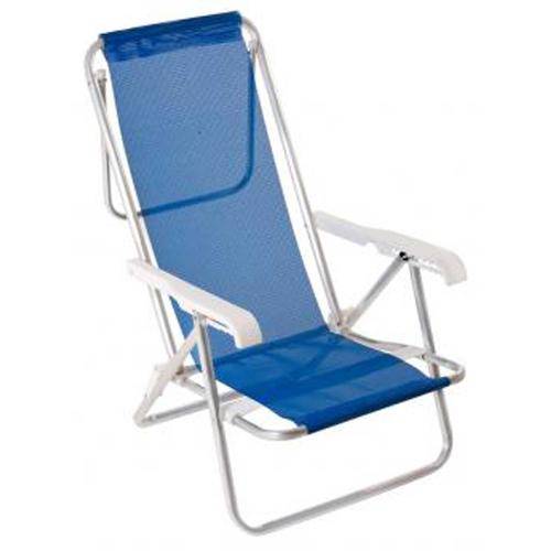 Cadeira Reclinável 8 Posições Alumínio Sannet Azul Mor