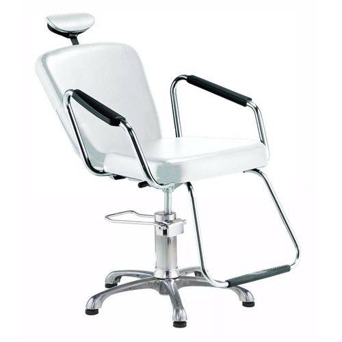 Cadeira Reclinável Alumínio para Barbeiro e Maquiagem, Branca - Nix Dompel