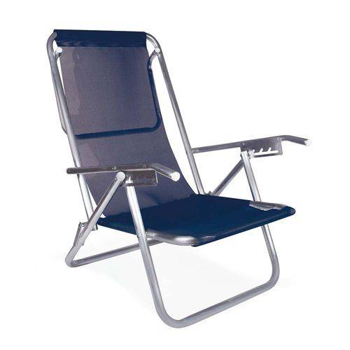 Cadeira Reclinável com 5 Posições Alumínio Plus Azul - Mor 002146
