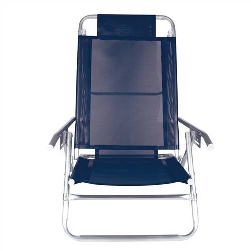 Cadeira Reclinavel com 5 Posicoes em Aluminio 120kg para Praia, Varanda e Jardim Azul Mor