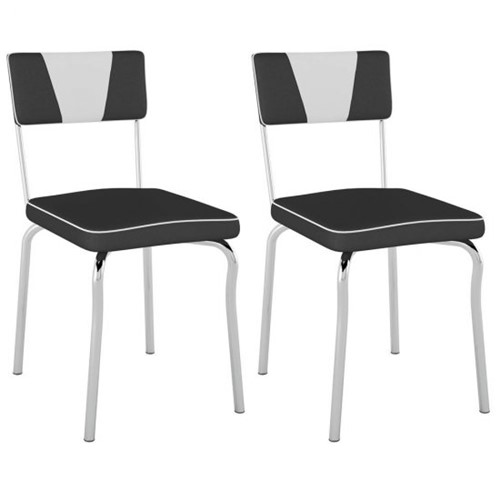 Cadeira Retrô Detalhe Branco PC13 2 Unidades - Pozza | Elare