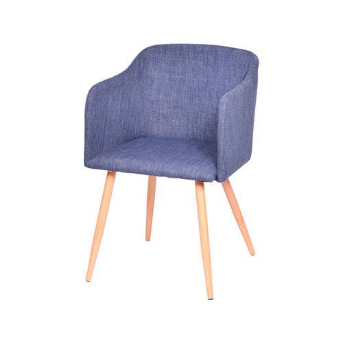 Cadeira Revestida de Assento em Linho - Jeans Azul