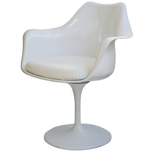 Cadeira Saarinen Branco com Braco (Almofada Branca) - 15059