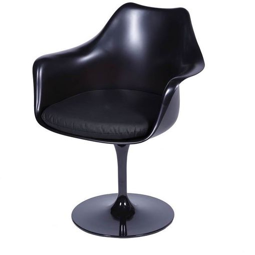 Cadeira Saarinen Preta ABS e Couro Giratória OR Design 1130