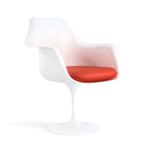 Cadeira Saarinen Tulip Branca - Braço - Assento Vermelho Vermelho