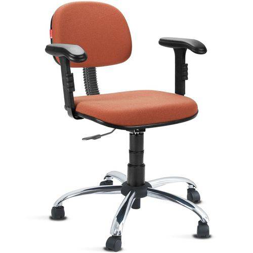 Cadeira Secretária Giratória com Braços Tecido Laranja Fosco Cb11