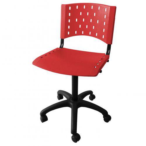 Cadeira Secretária Giratória Fixa Plástica Vermelha