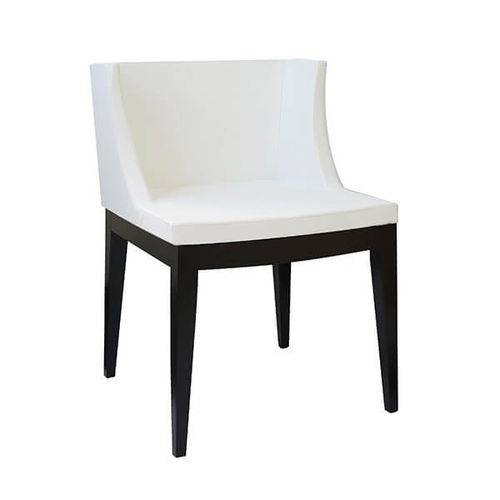 Cadeira Senhorita Couro Ecológico - Branca-base-madeira-escura