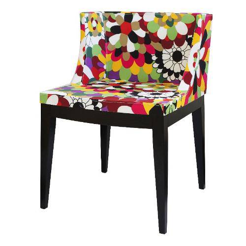Cadeira Senhorita Tecido Floral com Base de Madeira Escura - Or Design
