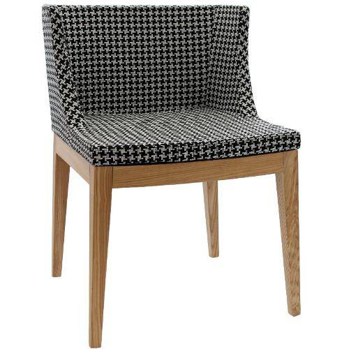 Cadeira Senhorita Tecido Xadrez com Base de Madeira Clara - Or Design