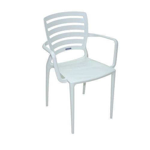 Cadeira Sofia com Braço Encosto Horizontal Branco Summa - Tramontina