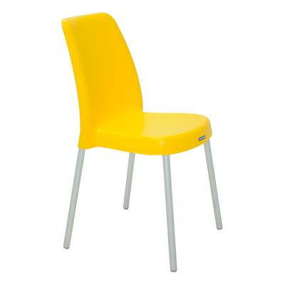 Cadeira Tramontina Vanda Amarela em Polipropileno com Pernas em Alumínio