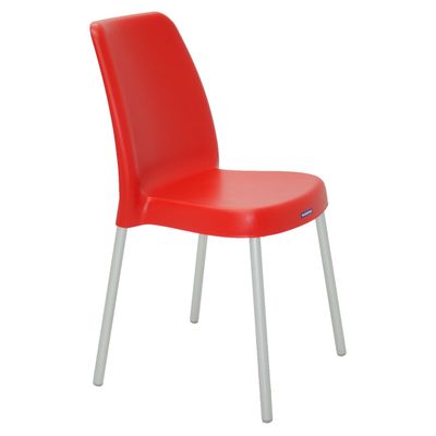 Cadeira Tramontina Vanda Vermelha em Polipropileno com Pernas em Alumínio