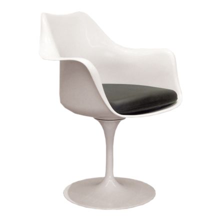 Cadeira Tulipa Saarinen com Braço Branco Ass Preto Byartdesign