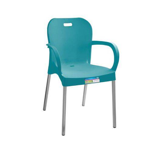 Cadeira Turquesa com Pé Aluminio com Braço Ref 366 Paramount Plasticos