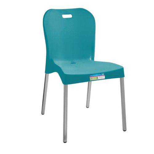 Cadeira Turquesa com Pé Aluminio Sem Braço Ref 362 Paramount Plasticos