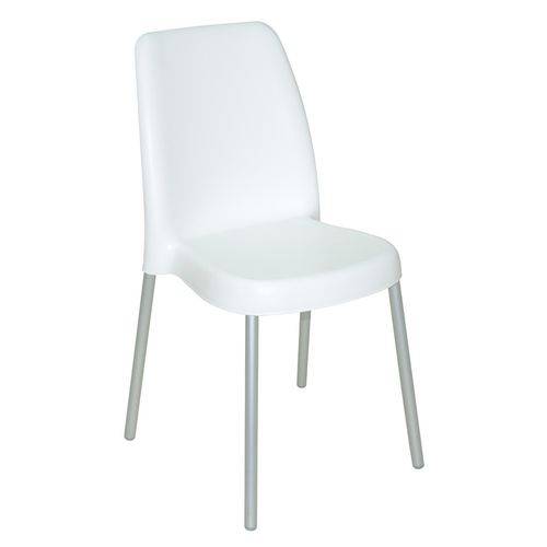Cadeira Vanda Branco Pernas Anodizadas