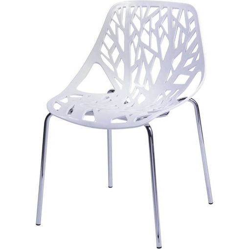 Cadeira Veneziana Branca ABS Base Cromada OR Design 1113