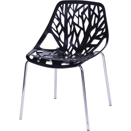 Cadeira Veneziana Preta ABS Base Cromada OR Design 1113