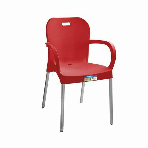 Cadeira Vermelha com Pé Aluminio com Braço Ref 367 Paramount Plasticos