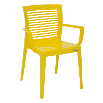 Cadeira Victória Encosto Vazado Horizontal com Braços Amarela Tramontina 92042000