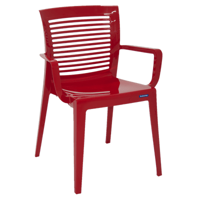 Cadeira Victória Encosto Vazado Horizontal com Braços Vermelha Tramontina 92042040