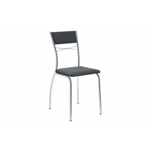 Cadeiras Carraro 1701 (4 Unidades) - Cor Cromada - Assento/Encosto Couríno Preto