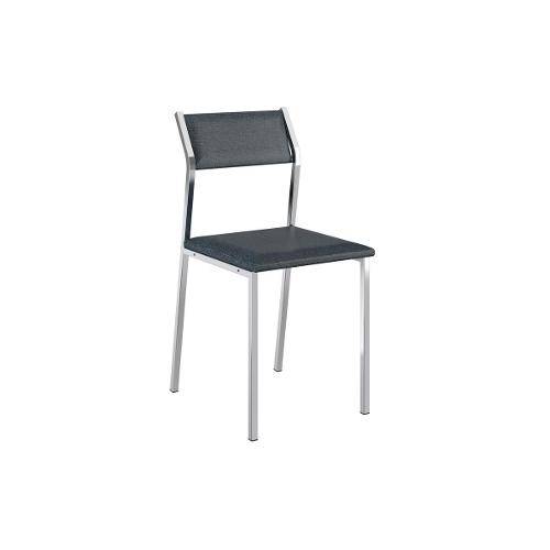 Cadeiras Carraro 1709 (2 Unidades) - Cor Cromada - Assento/Encosto Couríno Jeans
