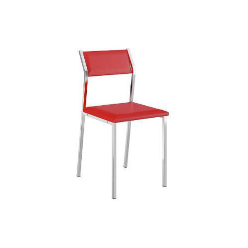 Cadeiras Carraro 1709 (2 Unidades) - Cor Cromada - Assento/Encosto Couríno Vermelho Real