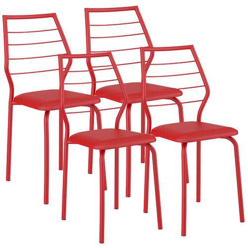 Cadeiras Carraro 1716 Color (4 Unidades) - Cor Vermelho Real - Assento Couríno Vermelho Real