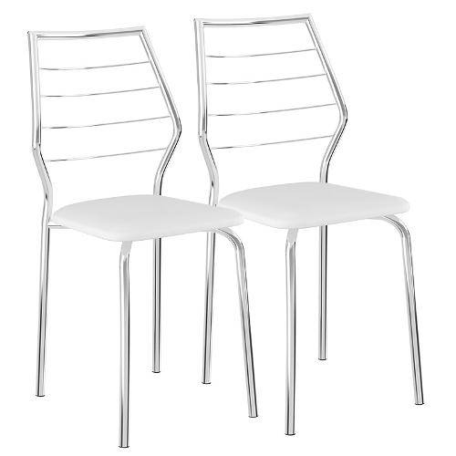 Cadeiras Carraro 1716 (2 Unidades) - Cor Branco - Assento Couríno Branco