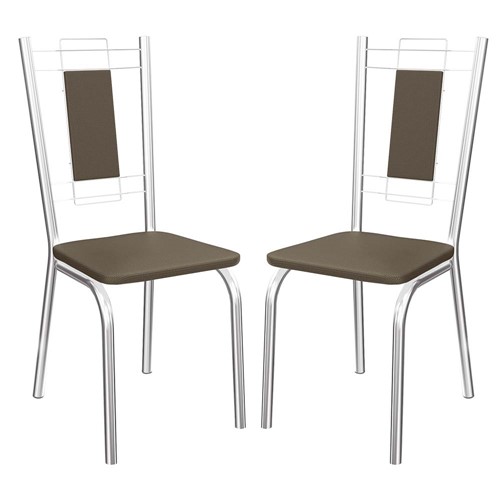 2 Cadeiras Cromadas Florença 2C005 - Kappesberg - Marrom