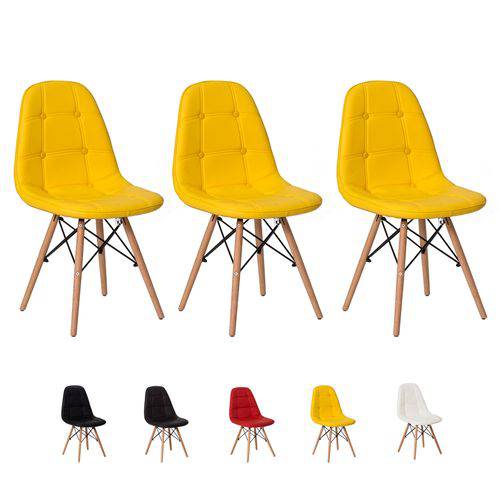 3 Cadeiras Eiffel Botonê Eames Dsw Várias Cores - (amarela)