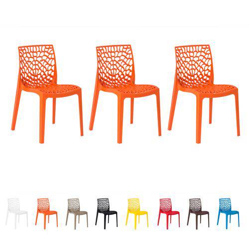3 Cadeiras Gruvyer C/inmetro Várias Cores - (laranja)