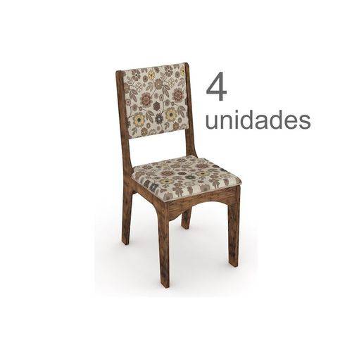 Cadeiras para Mesa de Jantar Ca19 com 04 Unidades Nobre com Chenille Floral Colorido - Dalla Costa