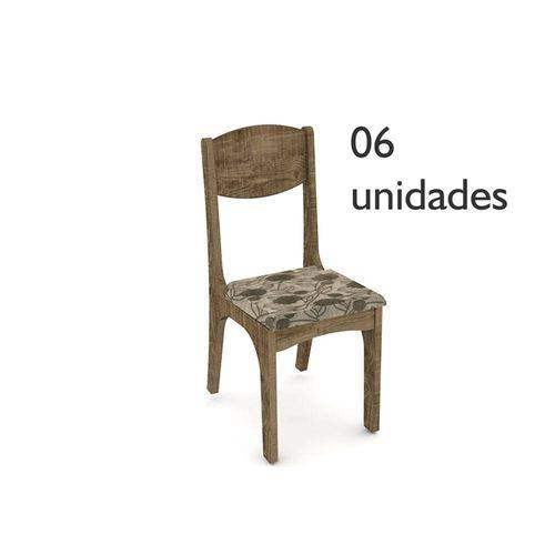 Cadeiras para Sala de Jantar Ca12 Rústico com Assento Chenille Floral - Dalla Costa